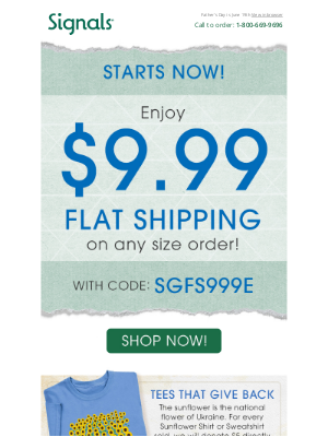 signals - $9.99 Flat Ship Offer Just For You