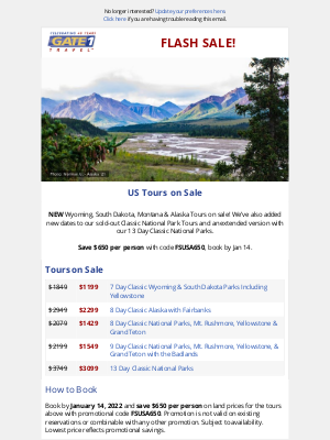 Gate 1 Travel - $650 off New US Tours Added: Alaska, Wyoming, South Dakota & National Parks