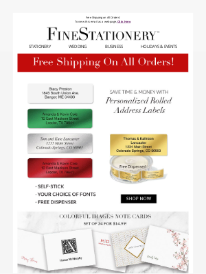 FineStationery.com - Free Shipping Will Soon Be Gone