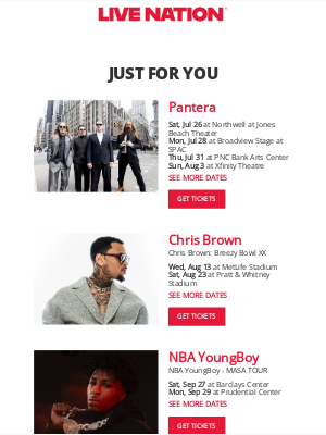 Live Nation - Your Upcoming Concert Lineup: Pantera, Chris Brown, NBA YoungBoy