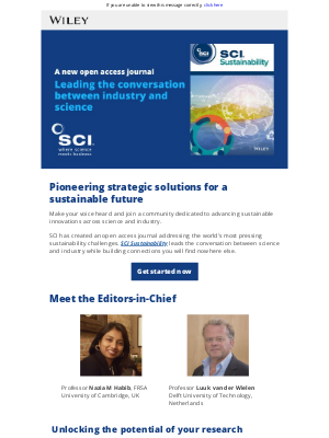 John Wiley & Sons - SCI’s new sustainability journal is building connections you’ll find nowhere else