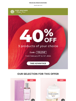 Yves Rocher - FLASH OFFER: 40% Off 3 products of your choice