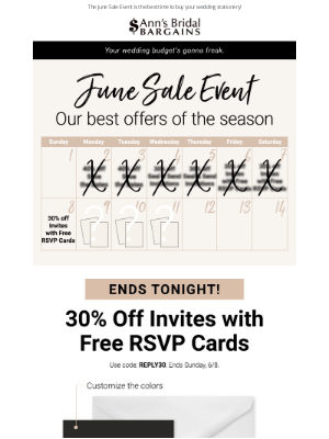 Anns Bridal Bargains - 📣 Ending: 30% off Invitations with Free RSVPs