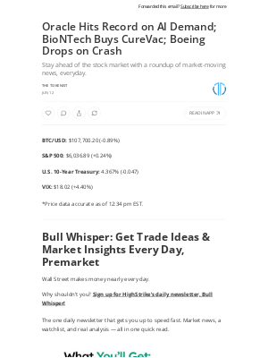 Tokenist - Oracle Hits Record on AI Demand; BioNTech Buys CureVac; Boeing Drops on Crash
