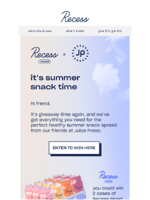 Recess - Juice Press summer snack giveaway