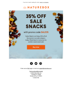 NatureBox - 35% off Sale Category Snacks! TODAY ONLY