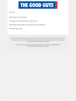 The Good Guys: Thanks for Registering