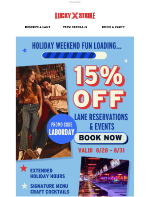Bowlero - Long Weekend = Endless Fun With 15% Off Lane Reservations 🎳
