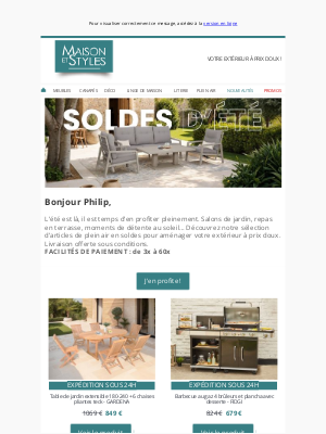Maison et Styles (France) - SOLDES  : Notre sélection plein air !