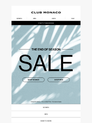 Club Monaco - EXCLUSIVE: Start building your cart...