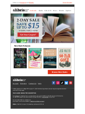 Alibris - 2-Day Sale | Save $15