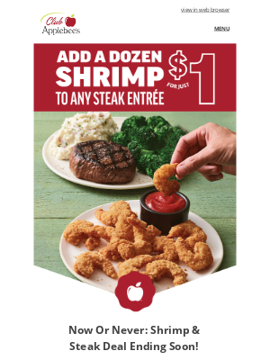 Applebee's - It’s CRUNCH time for our $1 shrimp deal!