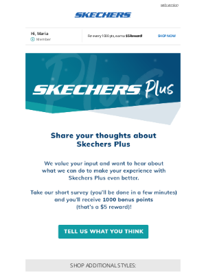 SKECHERS - Share Your Thoughts about Skechers Plus!