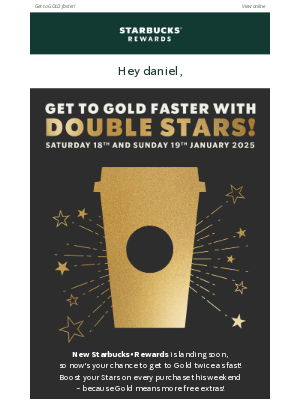 Starbucks UK - All eyes on Gold with double Stars this weekend! ⭐⭐