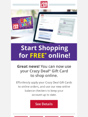 Ocean State Job Lot - 📣 Use your Crazy Deal Gift Card online​!