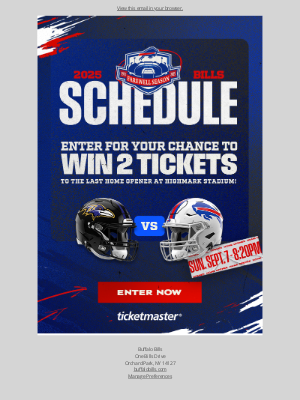Buffalo Bills - LAST CHANCE! Win two tickets to the home opener!