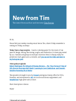 Tim Ferriss - New from Tim — 