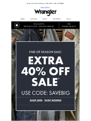 Wrangler - Clearance + Extra 40% Off = No-Brainer