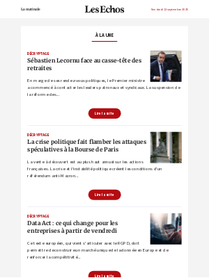 Les Echos (France) - Sébastien Lecornu face au casse-tête des retraites