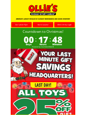 Ollie’s Bargain Outlet - Santa’s Nearly Here! 🎅 Shop Last Second Steals Before It’s Too Late!