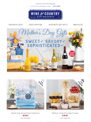 WineCountryGiftBaskets - Mother's Day favorites - free shipping