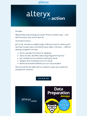 Alteryx - Live demo on April 22 with real-time tips to streamline your data pre