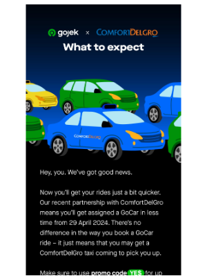 Gojek (Singapore) - Gojek x ComfortDelGro: wait less for rides!