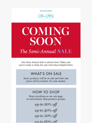 Coton Colors - COMING SOON: The Semi-Annual Sale 🛒