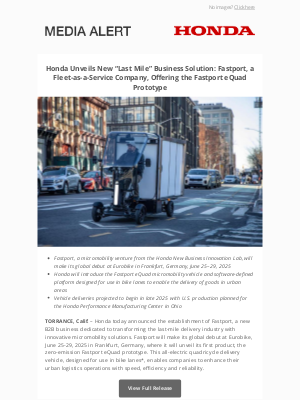 Honda - Honda Unveils New “Last Mile” Business Solution: Fastport, a Fleet-as-a-Service Company, Offering the Fastport eQuad Prototype