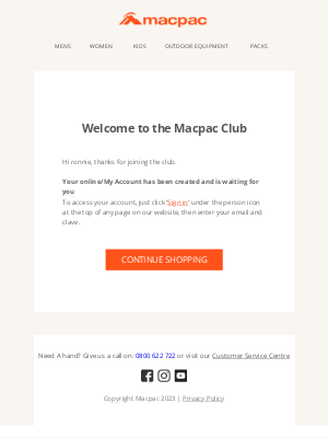 Macpac (New Zealand) - You’ve successfully registered at Macpac