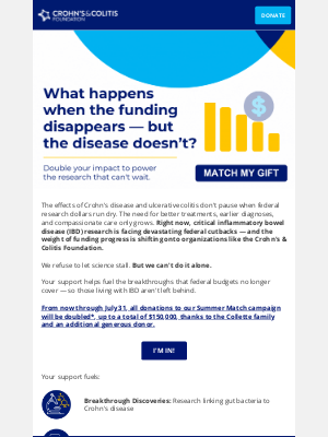 Crohn's & Colitis Foundation - 2X your impact on the future of IBD research.