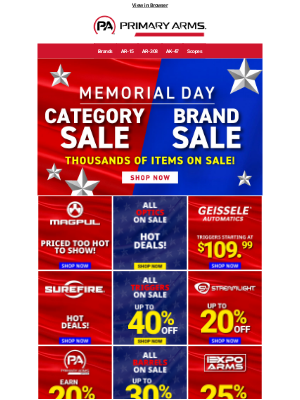 Primary Arms LLC - Don’t Miss Out 🧨 Memorial Day Deals on Top Brands & Categories!