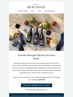 Beringer - A Mix of Winery Exclusives at 20% Off