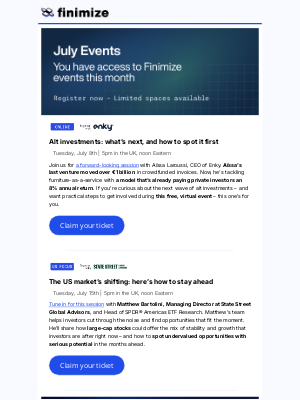 Finimize - 🗓️ Our virtual events for investors in July