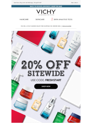 Vichy - 20% off all weekend long 🎒✏️