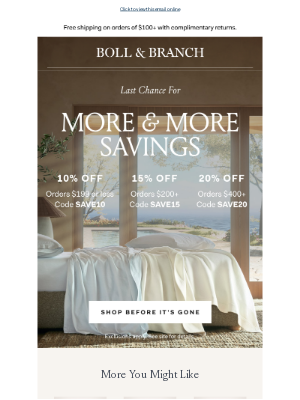 Boll & Branch - ⏰ Last chance! Layer more & save more NOW