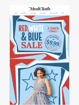 ModCloth - Stars, Stripes & Last-Minute Scores 🎇 Starting at $9.99!
