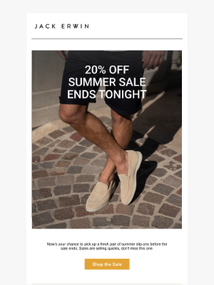Jack Erwin - Summer Sale Ends Tonight