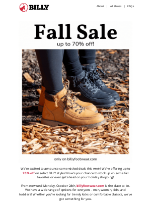 BILLY Footwear - Step into Fall Savings! 👟