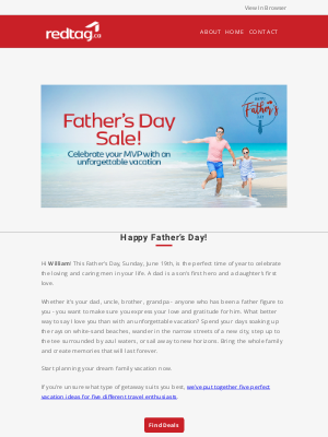 Red Tag Vacations (CA) - A Father’s Day gift he won’t forget!