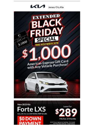 Kia Motors America - Receive A Thousand Dollar Gift Card With Any Purchase For Our Black Friday Weekend Sale Until Tomorrow