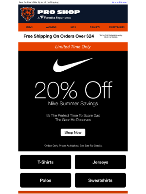 Chicago Bears - It's Here! 20% Off Nike Starts Now!