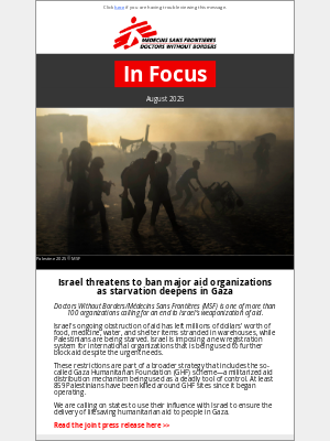 Doctors Without Borders - August in Focus: Responding to starvation in Gaza, cholera in Sudan, migration in the Americas, and more.