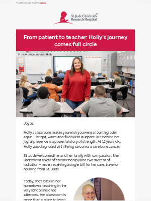 St. Jude Children's Research Hospital - Meet Holly – a survivor inspiring her students