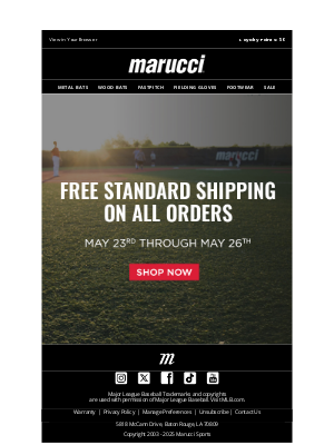Marucci Sports - Grab Your Free Standard Shipping Opportunity Now!