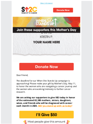 Stand Up to Cancer (SU2C) - You can help save lives this Mother’s Day