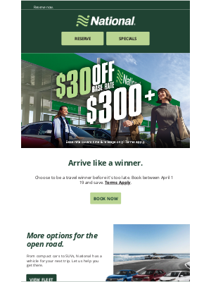 National Car Rental - ATTN: $30 Off Base Rate!
