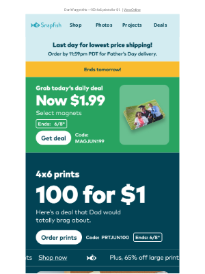Snapfish - 👀 Grab your $1.99 daily deal while you can!