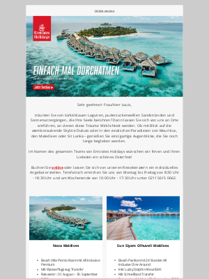 Emirates Holidays (Germany) - Starten Sie erholt in den Frühling