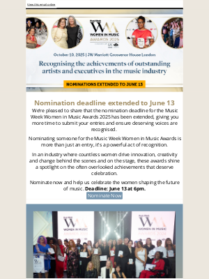 Music Week - Deadline Extension: Celebrate the Women Shaping Music